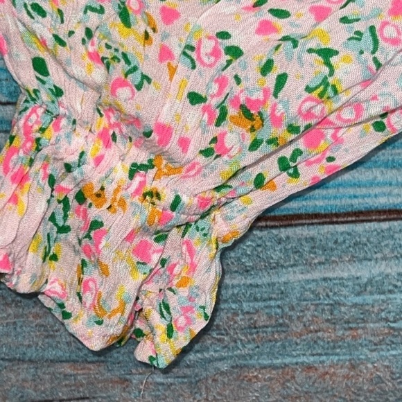 NWT Floral Smocked Peasant Top M Pink Boho Ruffles Cottagecore Y2K Coquette Vtg - Picture 5 of 8